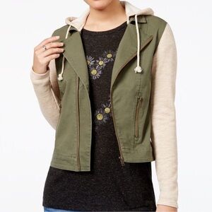 Tinseltown Army Green & Cream Utility Jacket